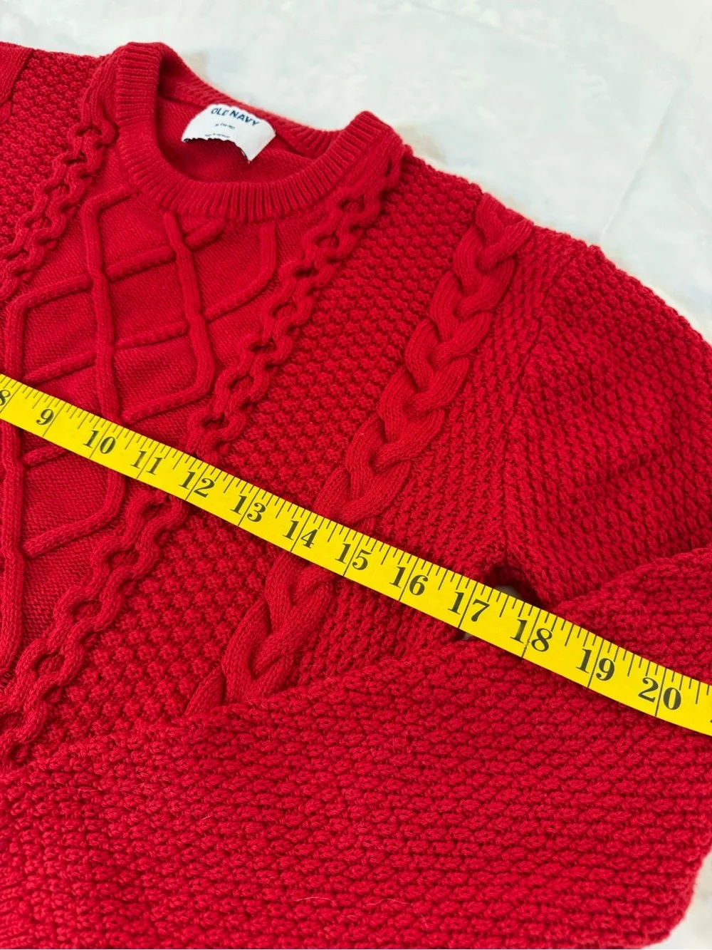 Old Navy Kids Red Cable-Knit Crewneck Sweater